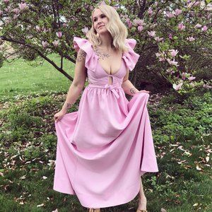 For Love & Lemons Miriam Maxi Dress in Pink